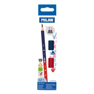 CRAYONS TRIANGUILAIRES ROUGE-BLEU BOITE DE 12 - MILAN