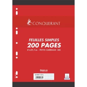 FEUILLE MOBILE CONQUERANT VERT 100PAGES PER A4 80G SEYES -HAMELIN-
