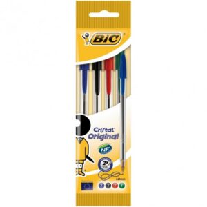 STYLO BILLE CRYSTAL PQT DE 4 COULEUR - BIC