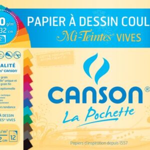 PAPIER CANSON COULEUR 180G 24X32 PQT DE 12 - CANSON
