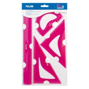 ENSEMBLE DE GÉOMETRIE ROSE, 4 PIÈCES